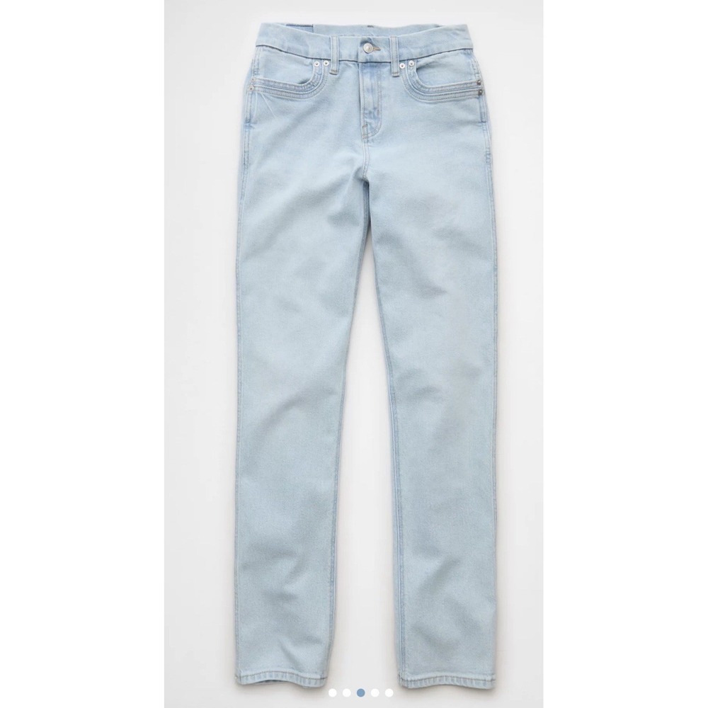 American Eagle Curvy Straight High Rise Jeans 2 Short 28x28 Light Wash NWT - Picture 5 of 10